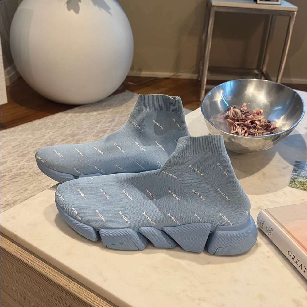 Balenciaga Sky Blue Sock Sneakers guaranteed 100 percent authentic